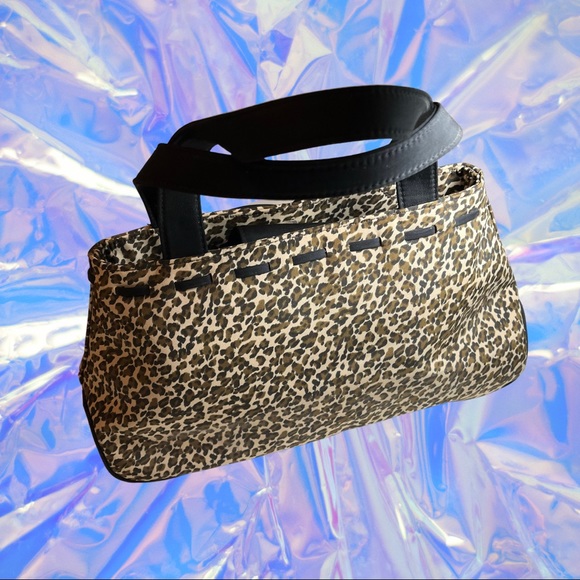 90s babe cheetah print Liz Clairborne vinyl mini bag - Picture 2 of 4